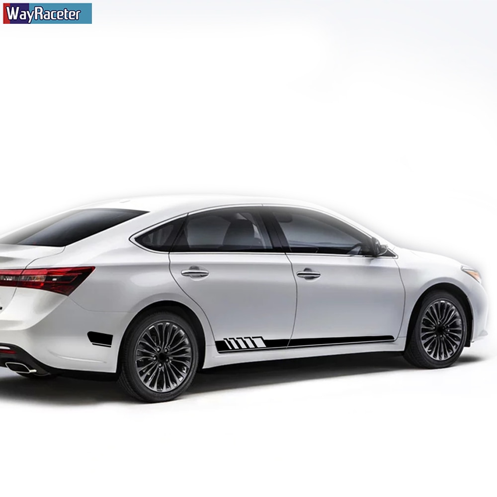 2 Pcs Car Door Side Stripes Skirt Stickers Body Carbon Fiber Vinyl Decal For Toyota Camry Avalon 2018 2019 2020 Accessories - Image 2