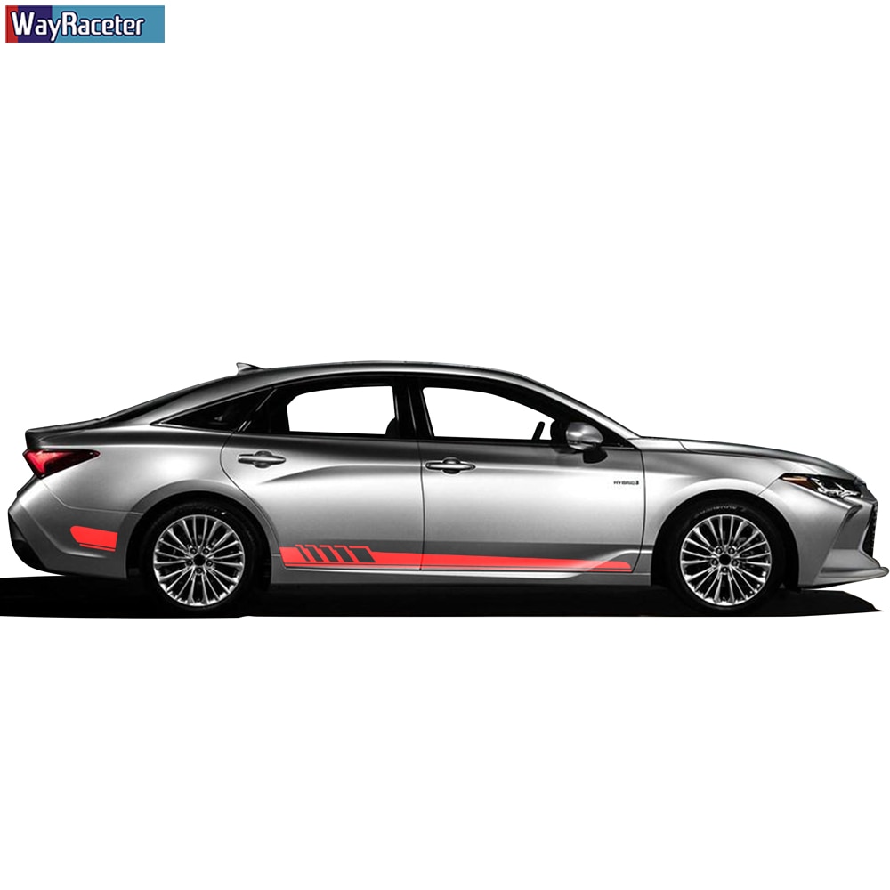 2 Pcs Car Door Side Stripes Skirt Stickers Body Carbon Fiber Vinyl Decal For Toyota Camry Avalon 2018 2019 2020 Accessories - Image 3