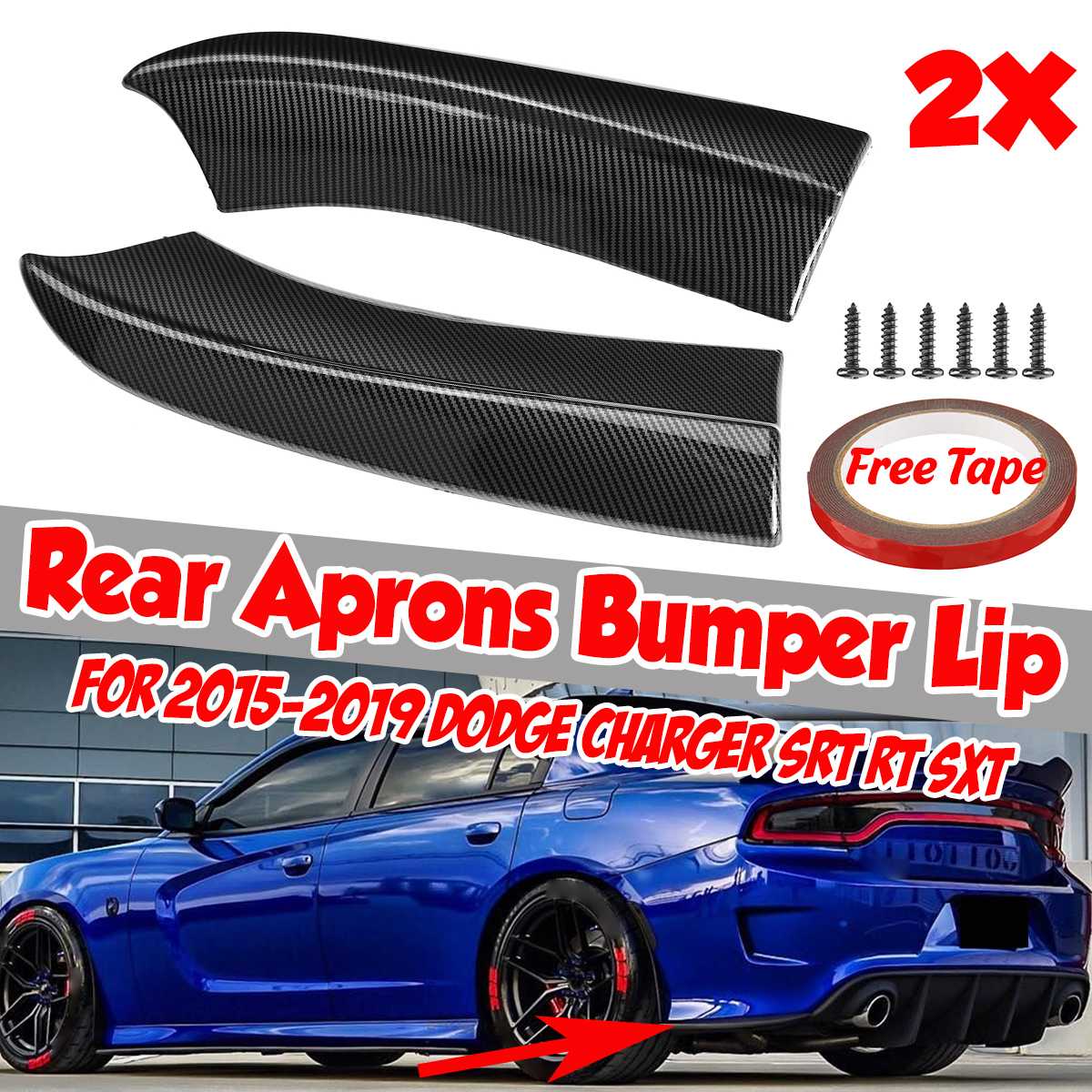A Pair Car Rear Bumper Splitter Lip Diffuser Spoiler Aprons Wing Lip Protection For Dodge Charger SRT RT SXT 2015-2019
