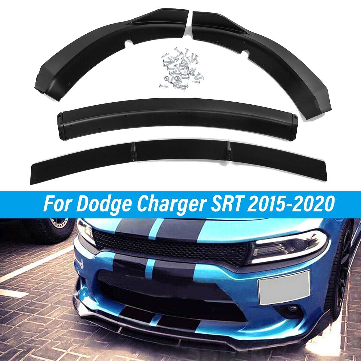 4pcs Car Front Bumper Lower Splitter Lip Diffuser Guard Protector Matte Black For Dodge Charger SRT Track Style 2015-2022