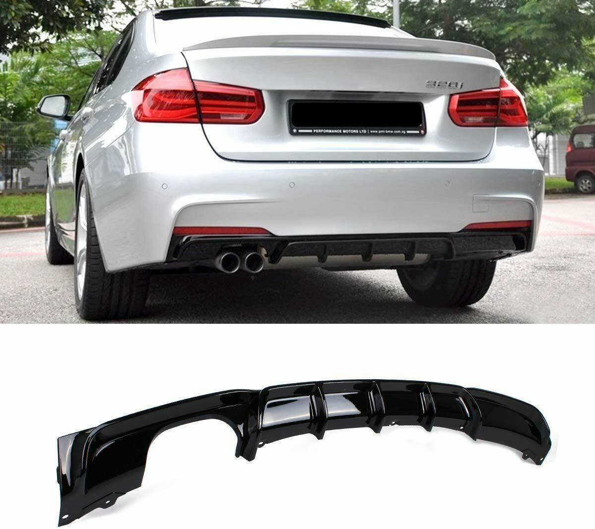 BMW F30 F31 M STYLE Black Left Single Exhaust Rear Bumper Diffuser 2012-2018 - Image 2